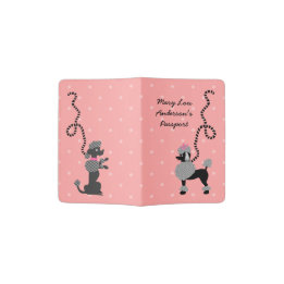 Poodle Skirt Retro 1950s Pink Black Dogs | Custom Passport Holder