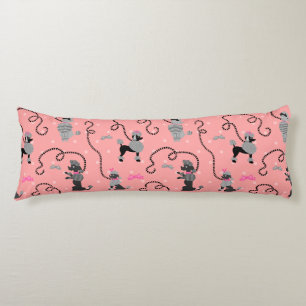 Poodle Skirt Retro Pink and Black 50s Pattern Body Pillow
