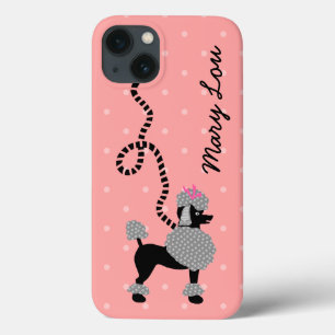 Poodle Skirt Retro Pink and Black 50s Personalized iPhone 13 Case