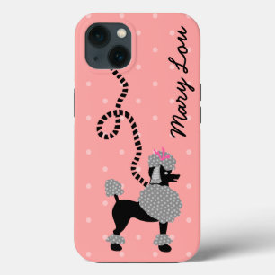 Poodle Skirt Retro Pink and Black 50s Personalized iPhone 13 Case