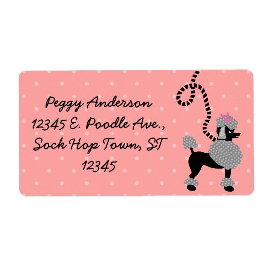 Poodle Skirt Retro Pink and Black 50s Personalized Shipping Label