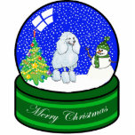 poodle snow globe photo sculpture ornament<br><div class="desc">cute holiday ornament</div>