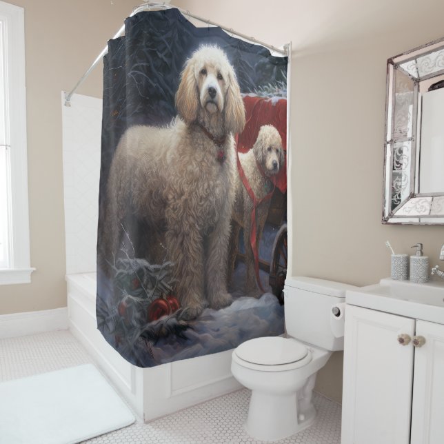 Poodle Snowy Sleigh Christmas Decor (In Situ)