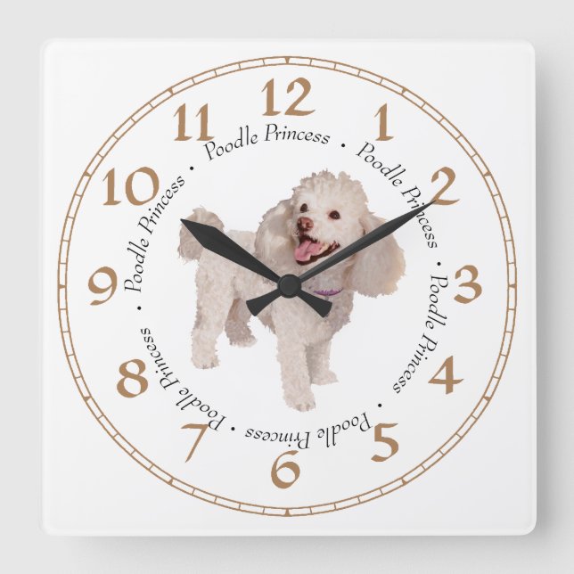 Poodle Square Wall Clock (Front)