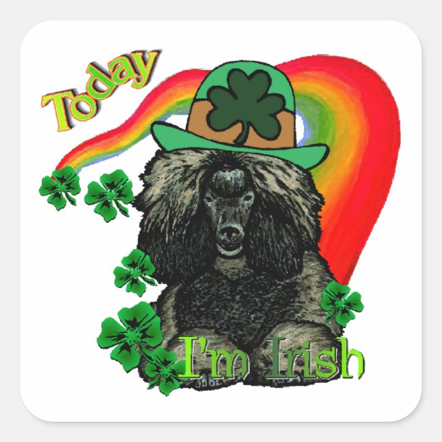Poodle St Patricks Day Square Sticker (Front)
