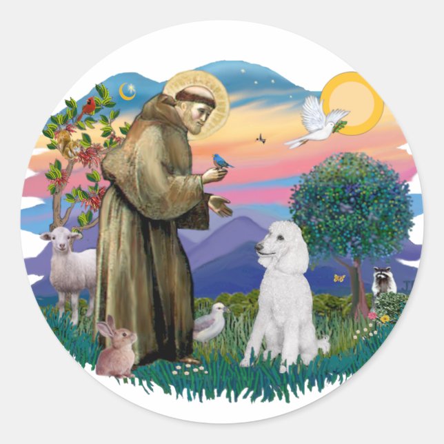 Poodle (Standard White) Classic Round Sticker (Front)