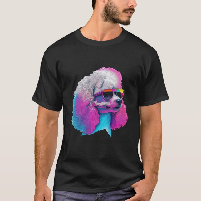 Poodle Synthwave 80s Retrowave Aesthetic  2 T-Shirt (Front)