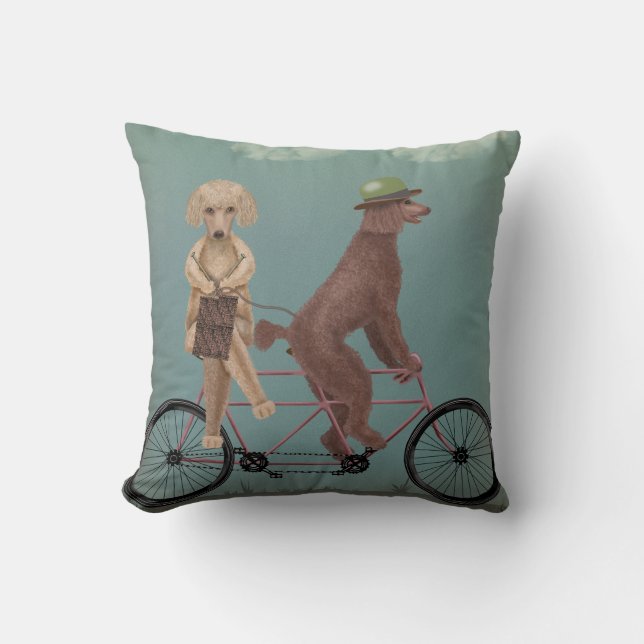 Poodle Tandem Throw Pillow (Front)