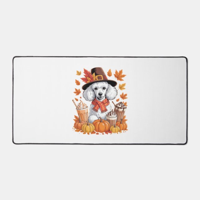 Poodle Thanksgiving Boissons Café Automne Feuilles (Recto)