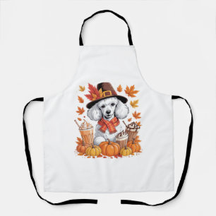 Poodle Thanksgiving Drinks Coffee Fall Leaves Pump Apron