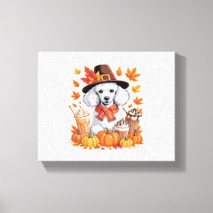 Poodle Thanksgiving Drinks Coffee Fall Leaves Pump Canvas Print