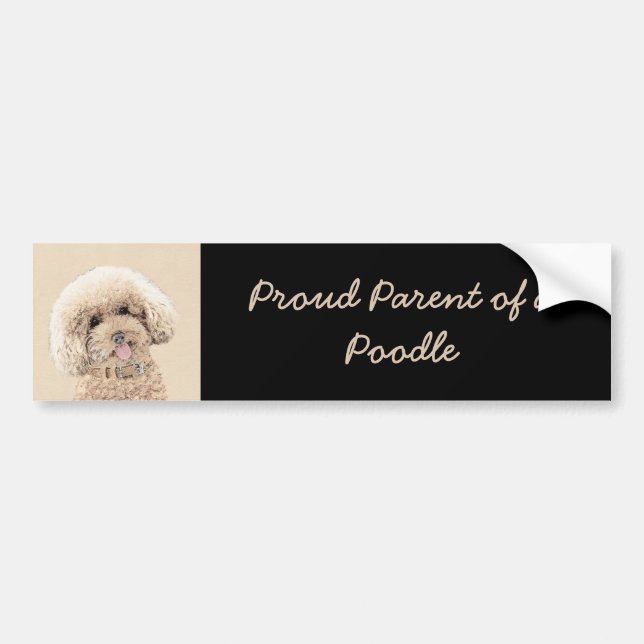 Poodle (Toy, Miniature) Painting Original Dog Art Bumper Sticker (Front)