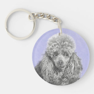 Poodle (Toy, Miniature) Painting Original Dog Art Keychain