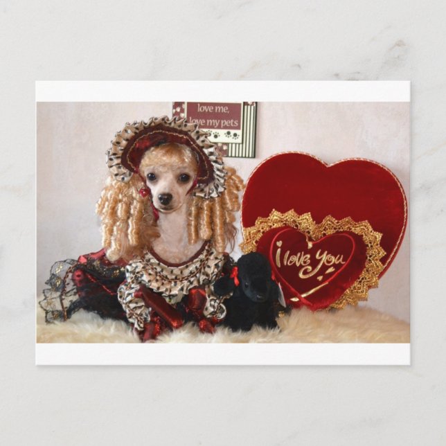 Poodle Valentine Love Dog Victorian Picture Holiday Postcard (Front)