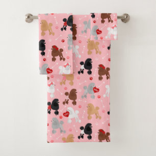 Poodle Valentine Pattern Bath Towel Set