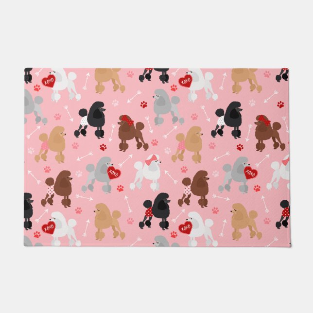 Poodle Valentine Pattern Doormat (Front)