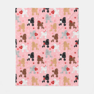 Poodle Valentine Pattern Fleece Blanket