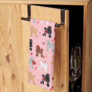 Poodle Valentine Pattern Kitchen Towel