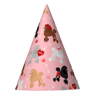Poodle Valentine Pattern Party Hat
