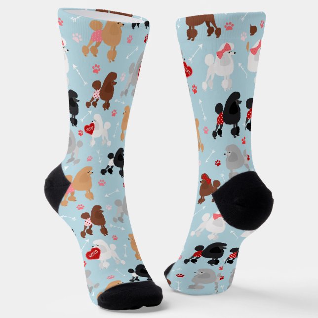 Poodle Valentine Pattern Socks (Angled)