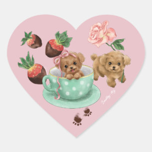 Poodle Valentine's Day Heart Heart Sticker