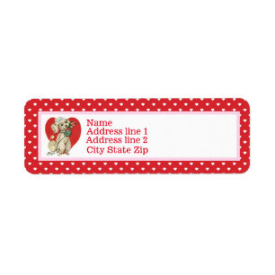 Poodle vintage Et Coeurs Rouges