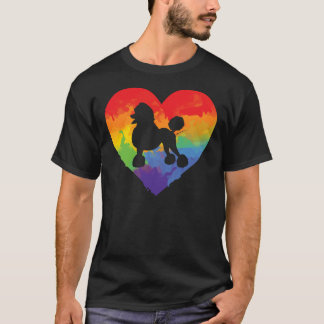Poodle Watercolor Art Rainbow Heart For Poodle Lov T-Shirt