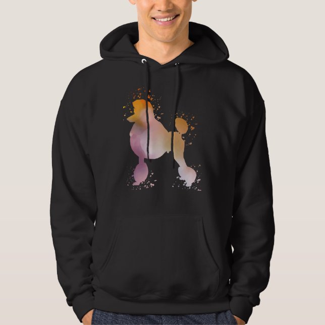 Poodle Watercolor Silhouette Dark Hoodie (Front)