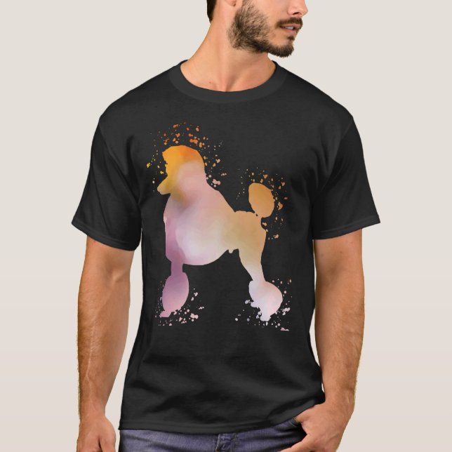 Poodle Watercolor Silhouette Dark T-Shirt (Front)