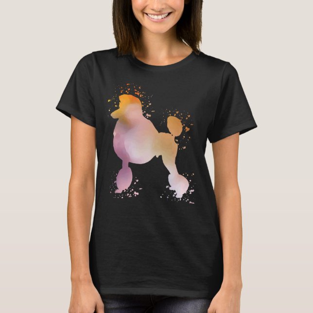 Poodle Watercolor Silhouette Dark T-Shirt (Front)