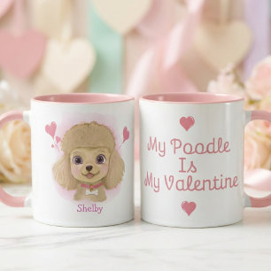 Poodle Watercolor Valentine Mug with Custom Name
