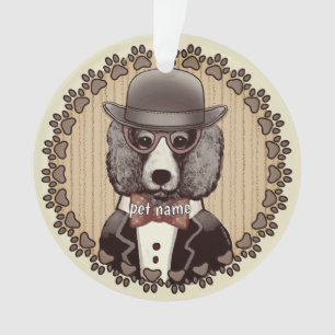 Poodle wearing glasses ornament