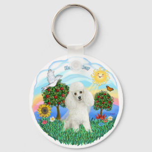 Poodle (white #14) keychain