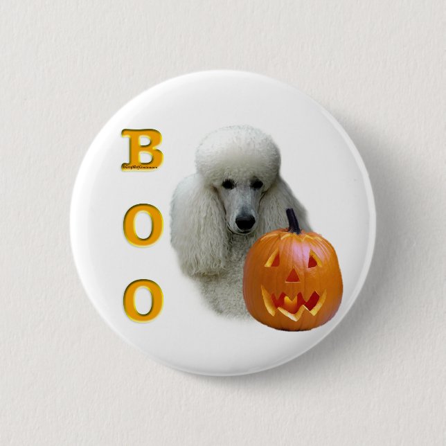 Poodle (White Coated) Boo 2 Inch Round Button (Front)