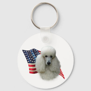Poodle (white) Flag Keychain