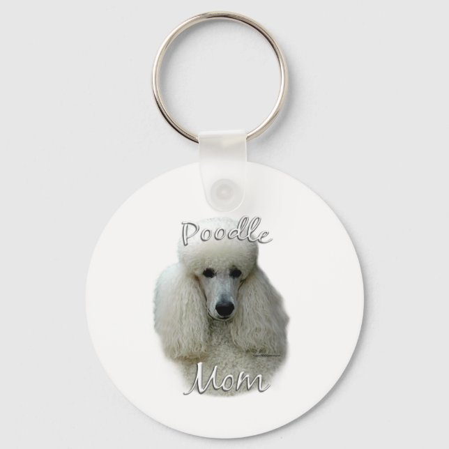 Poodle (white) Mom 2 Keychain (Front)