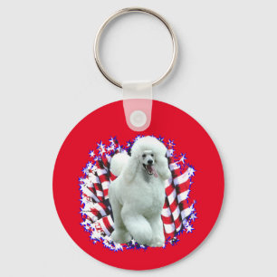 Poodle (white) Patriot Keychain