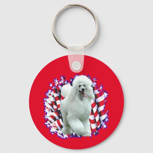 Poodle (white) Patriot Keychain (Front)