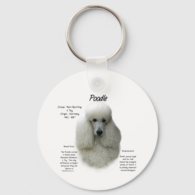Poodle (wht) History Design Keychain (Front)