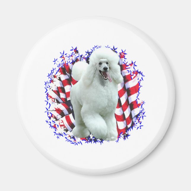 Poodle (wht) Patriot Magnet (Front)