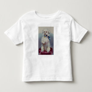 Poodle with blue ribbon toddler t-shirt