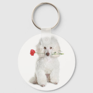 Poodle with Carnation Key Chain
