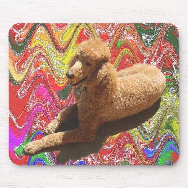 POODLE WITH CHRISTMAS CANDY COLORS. MOUSE PAD (Front)