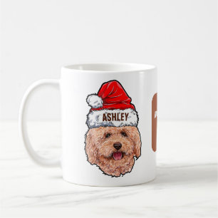 Poodle with Christmas Hat Holiday Coffee Mug