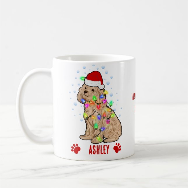 Poodle With Christmas Light Dog Coffee Mug (Left)