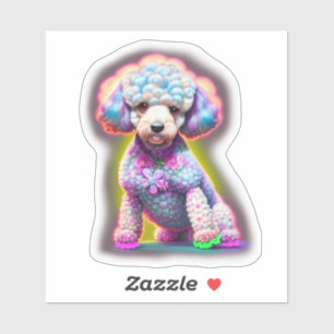 Poodle with Flowers Sticker