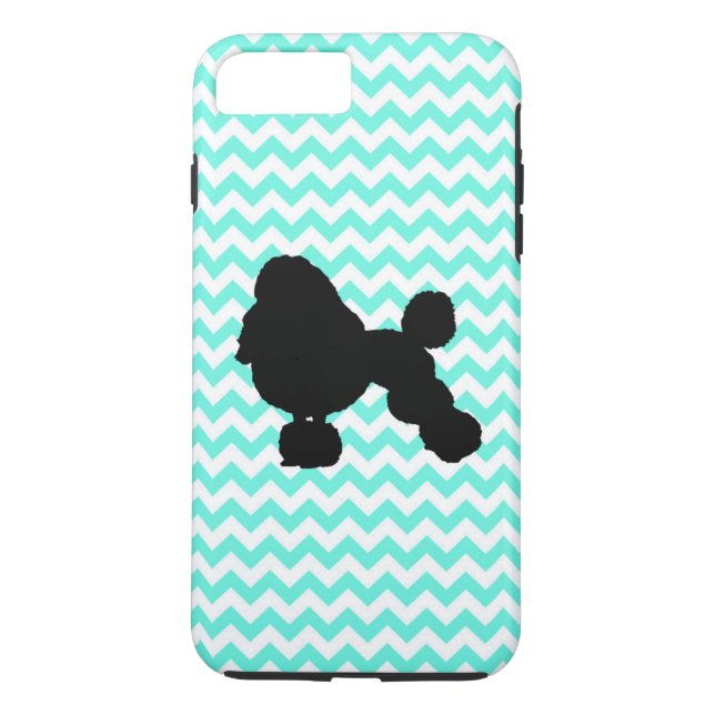 Poodle With Light Blue Chevron Case-Mate iPhone Case (Back)