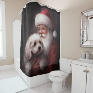 Poodle With Santa Claus Festive Christmas