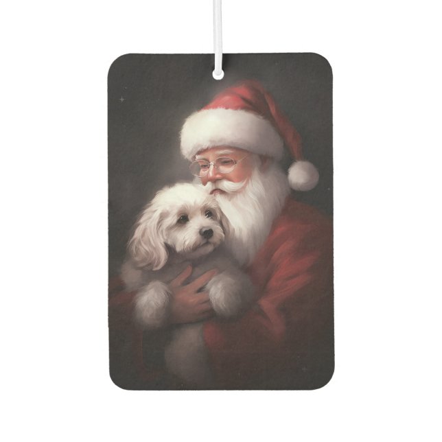 Poodle With Santa Claus Festive Christmas  Air Freshener (Front)