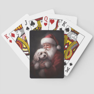 Poodle With Santa Claus Festive Christmas  Playing Cards